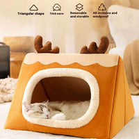 HKM-5494589 Cozy Triangle Elk Cat Nest for Autumn & Winter - Multiple Sizes Available