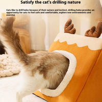 HKM-5494589 Cozy Triangle Elk Cat Nest for Autumn & Winter - Multiple Sizes Available
