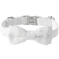 HKM-549651 Stylish White Polyester Pet Bow Knot Collar with Adjustable Sizes for Dogs