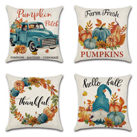 HKM-549651 Thanksgiving Pumpkin Cartoon Car Linen Pillowcase 45x45cm