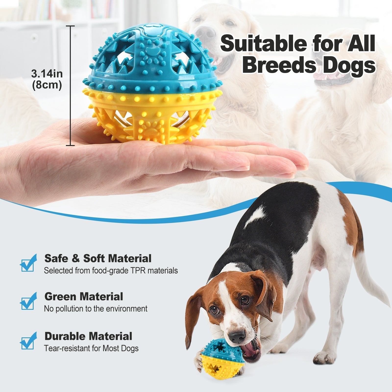 HKM-5497789 Interactive Dog Chew Toy with Teeth Cleaning and Food Dispensing Features