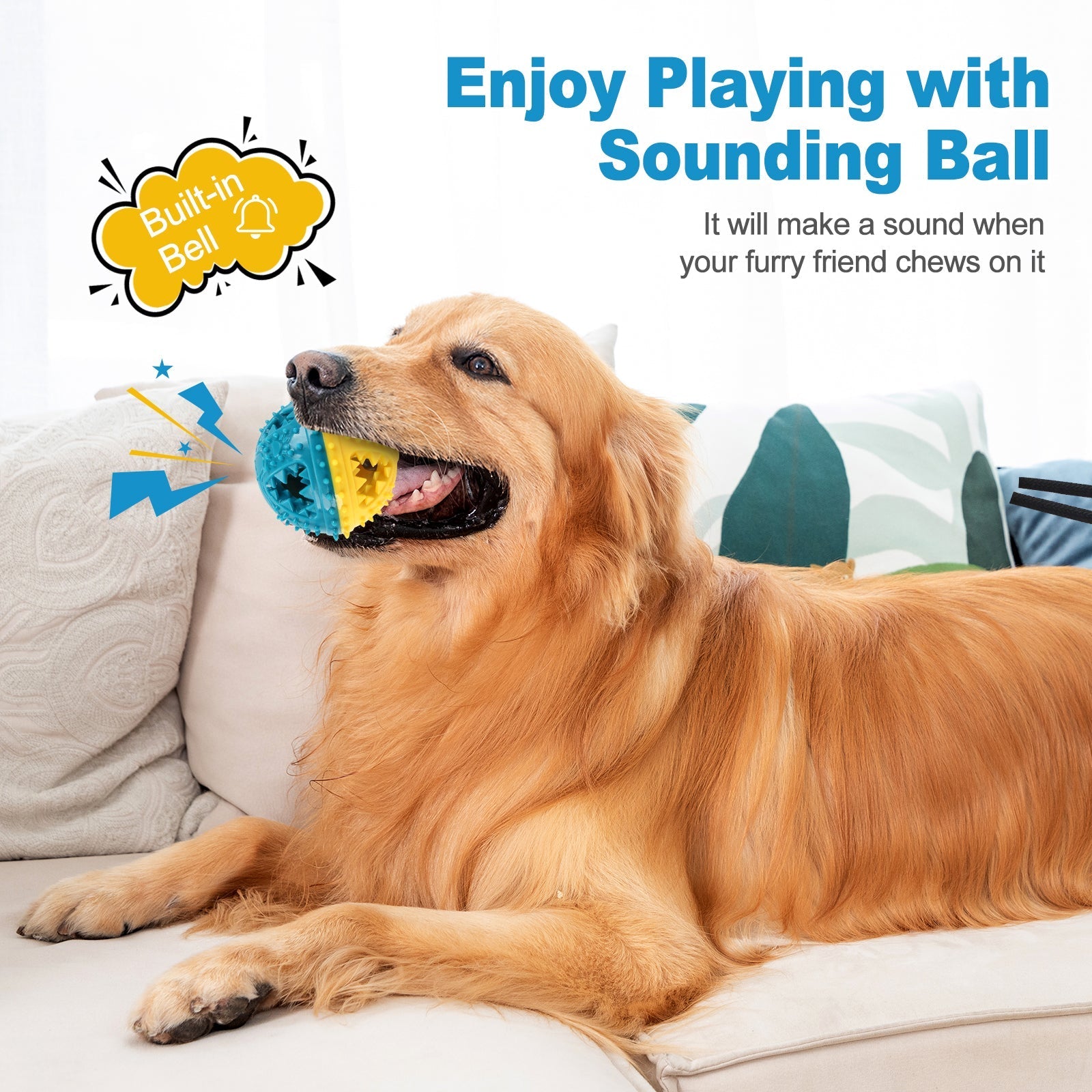 HKM-5497789 Interactive Dog Chew Toy with Teeth Cleaning and Food Dispensing Features