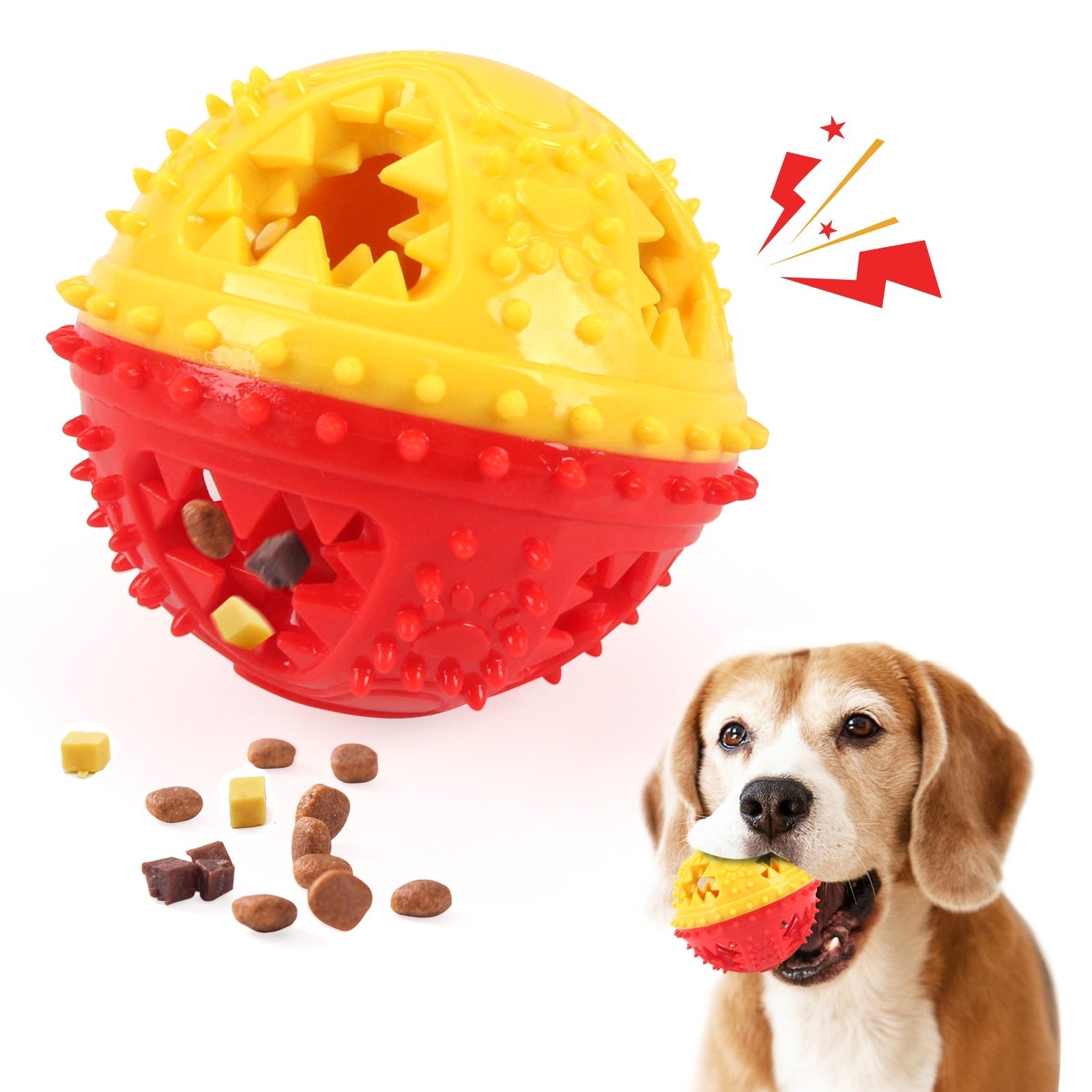 HKM-5497789 Interactive Dog Chew Toy with Teeth Cleaning and Food Dispensing Features