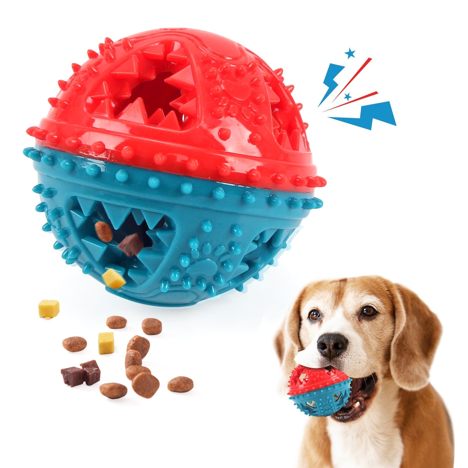 HKM-5497789 Interactive Dog Chew Toy with Teeth Cleaning and Food Dispensing Features