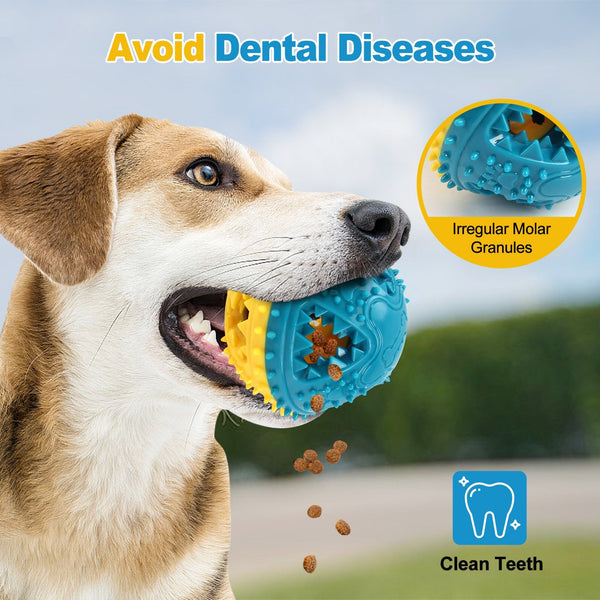 HKM-5497789 Interactive Dog Chew Toy with Teeth Cleaning and Food Dispensing Features