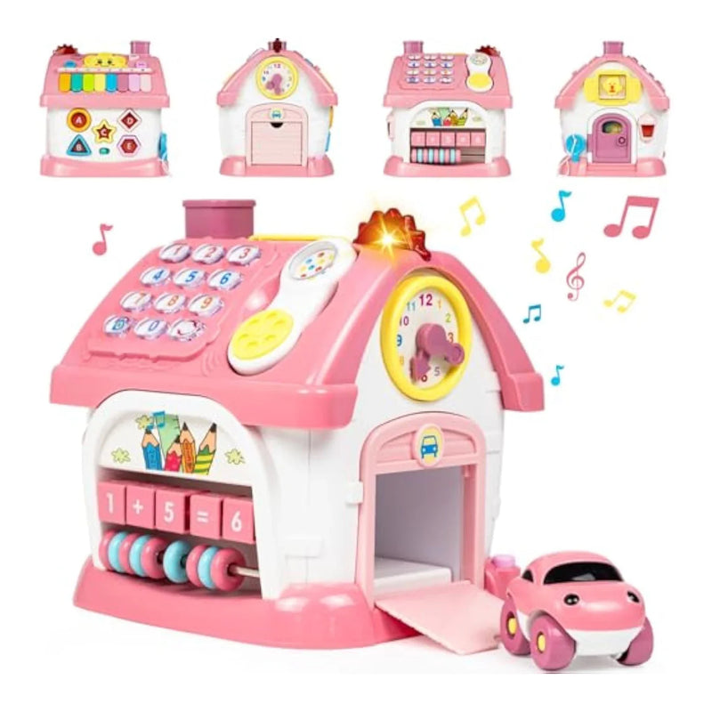 HKM-549907 8-in-1 Learning House Montessori Activity Cube for Toddlers and Babies, Musical Educational Toy
