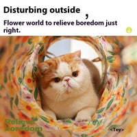 HKM-5499581 Cat Tunnel Toy for Stress Relief - 25 cm x 90 cm Composite Cloth, Green and Yellow