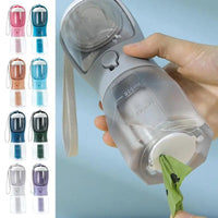 HKM-549971 Portable 3-in-1 Pet Water Bottle with Food Compartment and Waste Bag Holder