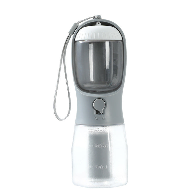 HKM-549971 Portable 3-in-1 Pet Water Bottle with Food Compartment and Waste Bag Holder