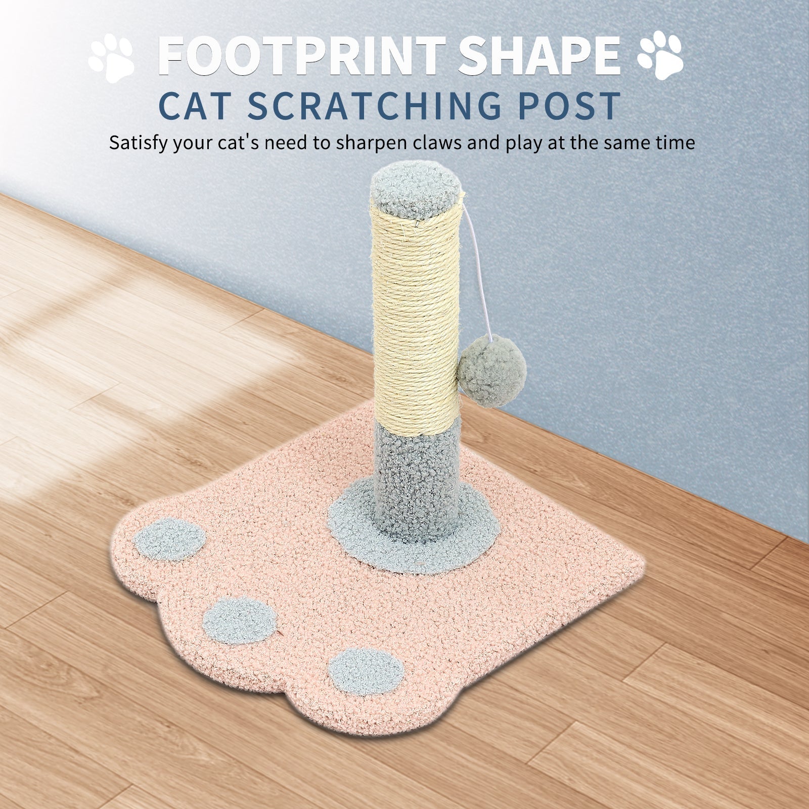 HKM-5500477 Paw Print Cat Scratch Column and Claw Grinding Play Station