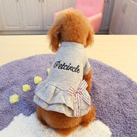 HKM-5500861 Puppy Dress with Bow and Letter Print Skirt - Cotton Fabric, Multiple Sizes Available