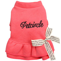 HKM-5500861 Puppy Dress with Bow and Letter Print Skirt - Cotton Fabric, Multiple Sizes Available