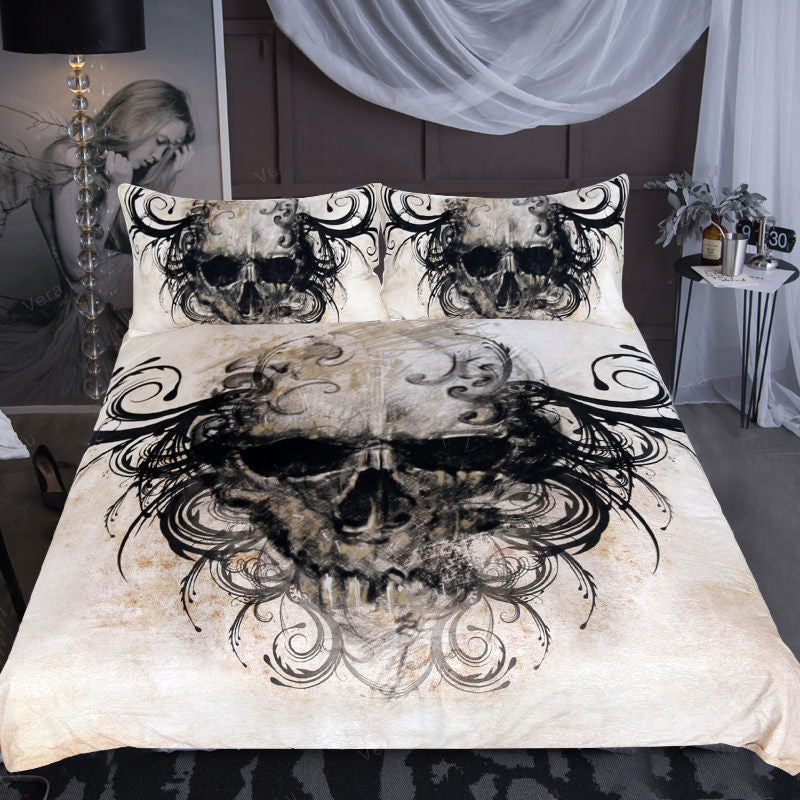 HKM-550099 Black Polyester Three-Piece Bedding Set with Quilt Cover
