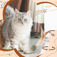 HKM-5501757 Interactive Catnip Feather Ball - Natural Compressed Cat Kicker Toy for Cats