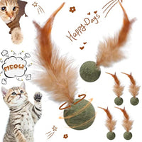 HKM-5501757 Interactive Catnip Feather Ball - Natural Compressed Cat Kicker Toy for Cats