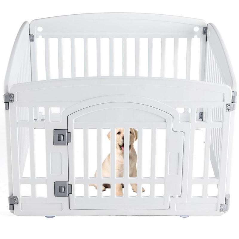 HKM-550419 Pet Playpen for Small to Medium Dogs - Safe, Durable, Adjustable, and Portable Indoor/Outdoor Fence with Rounded Corners, 4-Panel and 6-Panel Options Available