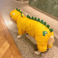 HKM-5504445 Cute Dinosaur Raincoat for Pets - Waterproof Polyester, Breathable Mesh, Available in Multiple Sizes