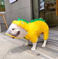 HKM-5504445 Cute Dinosaur Raincoat for Pets - Waterproof Polyester, Breathable Mesh, Available in Multiple Sizes