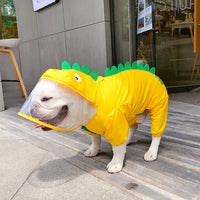 HKM-5504445 Cute Dinosaur Raincoat for Pets - Waterproof Polyester, Breathable Mesh, Available in Multiple Sizes
