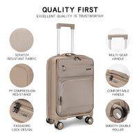 HKM-550483 Nylon Soft Luggage Set with Hard Combination Shell - 20, 24, and 28 Inch Suitcases with 4 Wheels
