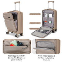 HKM-550483 Nylon Soft Luggage Set with Hard Combination Shell - 20, 24, and 28 Inch Suitcases with 4 Wheels
