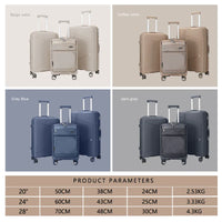 HKM-550483 Nylon Soft Luggage Set with Hard Combination Shell - 20, 24, and 28 Inch Suitcases with 4 Wheels