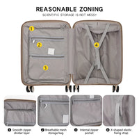 HKM-550483 Nylon Soft Luggage Set with Hard Combination Shell - 20, 24, and 28 Inch Suitcases with 4 Wheels
