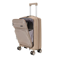 HKM-550483 Nylon Soft Luggage Set with Hard Combination Shell - 20, 24, and 28 Inch Suitcases with 4 Wheels