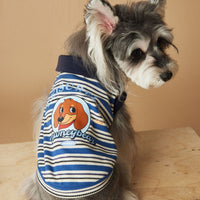 HKM-5505853 Casual Striped Polo Shirt for Dogs in Blue and Brown - Cotton Pet Clothing