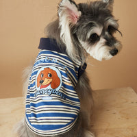 HKM-5505853 Casual Striped Polo Shirt for Dogs in Blue and Brown - Cotton Pet Clothing