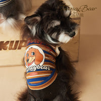 HKM-5505853 Casual Striped Polo Shirt for Dogs in Blue and Brown - Cotton Pet Clothing