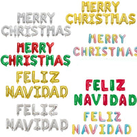 HKM-550675 Merry Christmas Alphabet Foil Balloon Set - Feliz Navidad Decorative Balloons for Holiday Celebrations