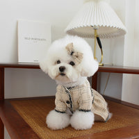 HKM-5507645 Princess Skirt for Pets, Comfortable Cotton Dress with Hairpin, Available in Beige, XS to 2XL