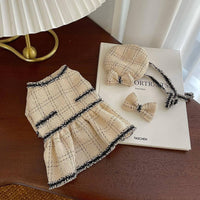 HKM-5507645 Princess Skirt for Pets, Comfortable Cotton Dress with Hairpin, Available in Beige, XS to 2XL