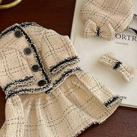 HKM-5507645 Princess Skirt for Pets, Comfortable Cotton Dress with Hairpin, Available in Beige, XS to 2XL