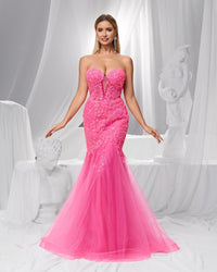 HKM-550803 Elegant Rose Pink Evening Dress for Women - Style EZ25189
