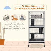 HKM-5509693 Spacious Rolling Small Animal Cage with Hammock and Removable Tray for Ferrets and Chinchillas