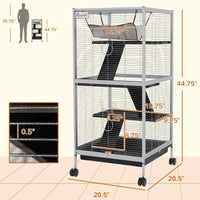 HKM-5509693 Spacious Rolling Small Animal Cage with Hammock and Removable Tray for Ferrets and Chinchillas