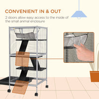 HKM-5509693 Spacious Rolling Small Animal Cage with Hammock and Removable Tray for Ferrets and Chinchillas