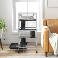 HKM-5509693 Spacious Rolling Small Animal Cage with Hammock and Removable Tray for Ferrets and Chinchillas