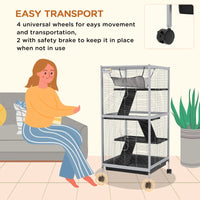 HKM-5509693 Spacious Rolling Small Animal Cage with Hammock and Removable Tray for Ferrets and Chinchillas