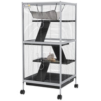 HKM-5509693 Spacious Rolling Small Animal Cage with Hammock and Removable Tray for Ferrets and Chinchillas