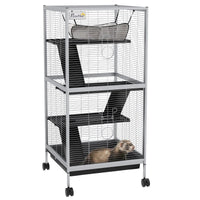 HKM-5509693 Spacious Rolling Small Animal Cage with Hammock and Removable Tray for Ferrets and Chinchillas