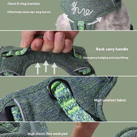 HKM-5509821 Portable Dog Vest with Leash Attachment - Outdoor Pet Gear in Green, Black, and Purple