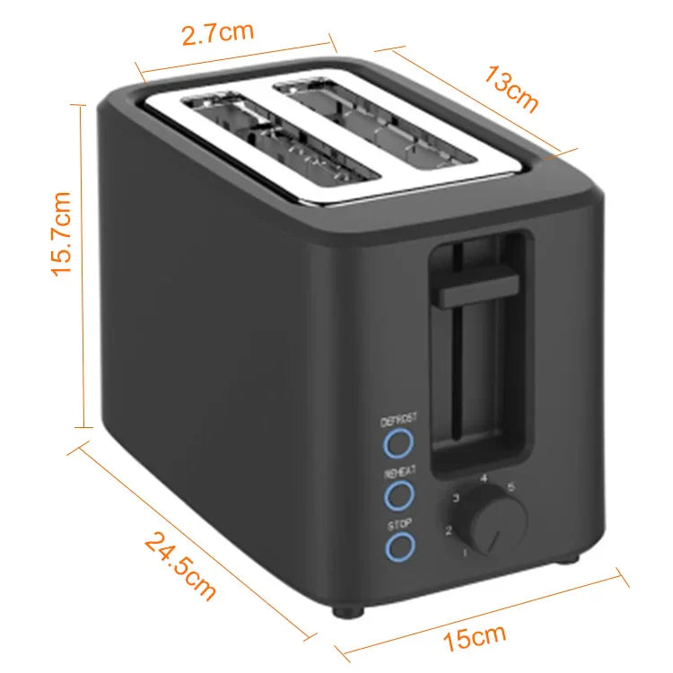HKM-550995 Two-Slice Electric Toaster with Defrost, Reheat, Cancel Functions and 7-Level Browning Control, 700W, 100V-240V