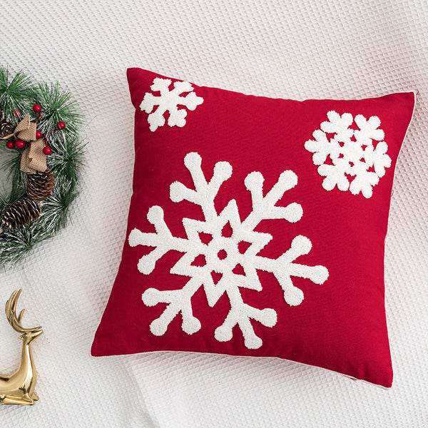 HKM-551059 Festival-Themed Embroidered Red Pillowcase - 45x45cm Decorative Cushion Cover