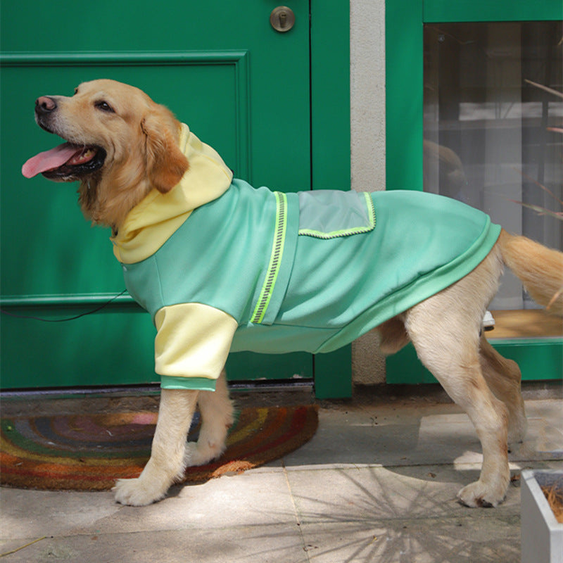 HKM-5511101 Fleece Sweater for Large Dogs with Transparent Pocket in Black and Green