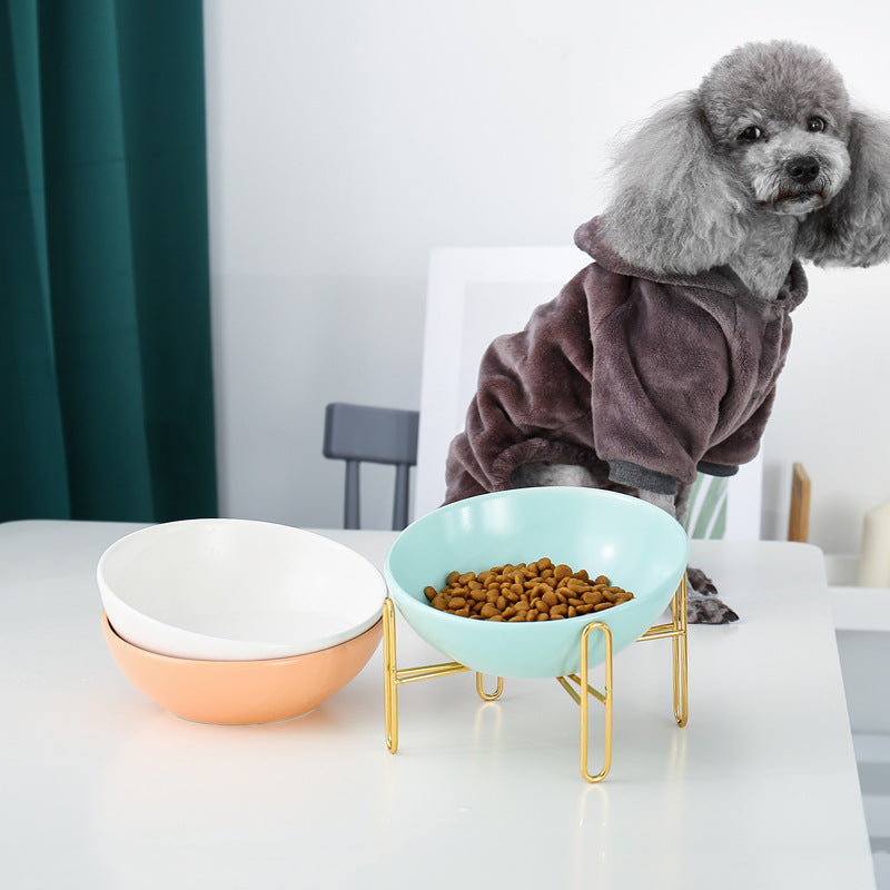HKM-5511997 Ceramic Pet Bowl - Small 300ML & Medium 600ML Options, Solid Color Kraft Box Packaging