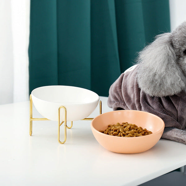 HKM-5511997 Ceramic Pet Bowl - Small 300ML & Medium 600ML Options, Solid Color Kraft Box Packaging