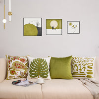 HKM-551315 Geometric Embroidery Flannelette Throw Pillow Cover - Solid Color and Plant Pattern (45x45cm)